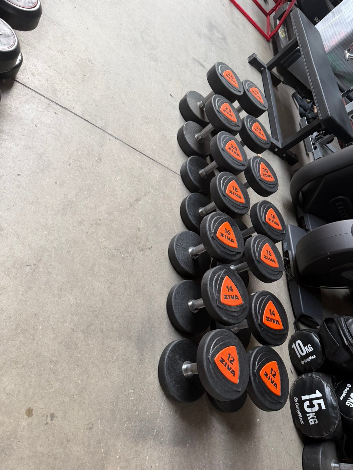 Ziva Rubberen Pu Dumbells 12kg t/m 28kg, Sport en Fitness, Ophalen, Zo goed als nieuw, Dumbbell