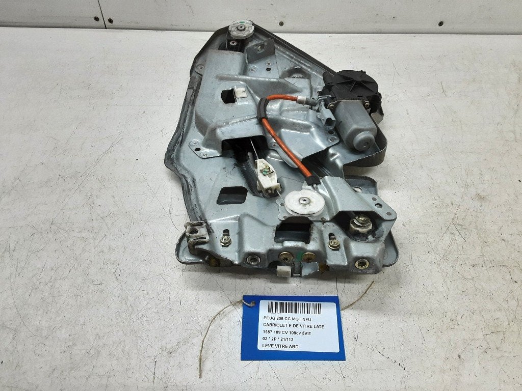 MECANISME VITRE ARRIÈRE DROIT 206 CC (2D) (9636597280D), Utilisé, Peugeot
