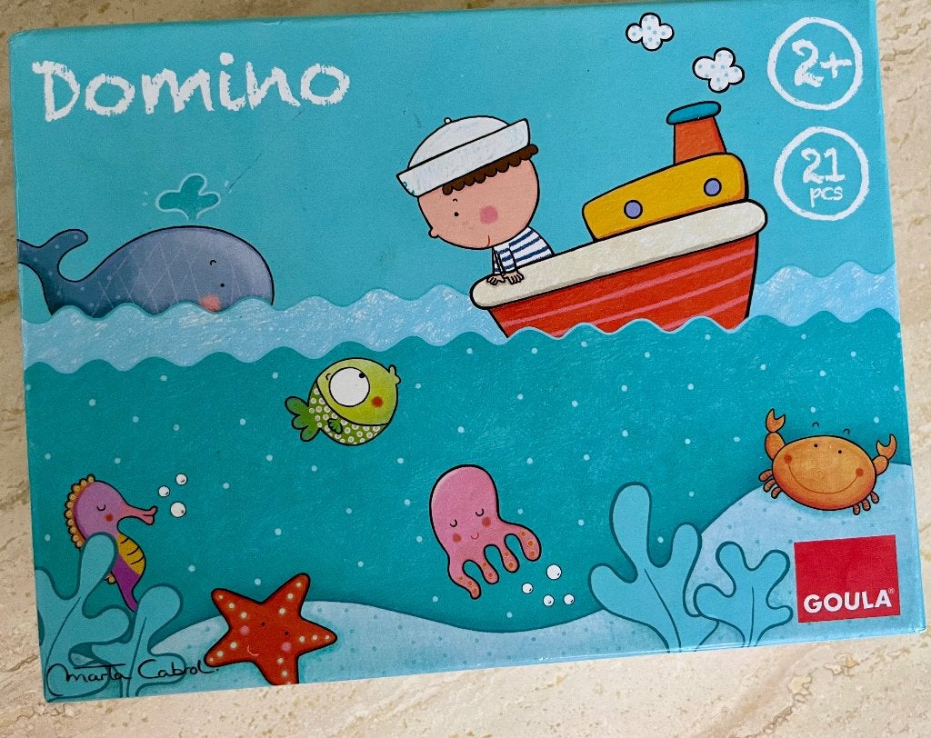 Domino en bois 21 pièces , thème mer - Goula, Ophalen, Zo goed als nieuw, Overige typen