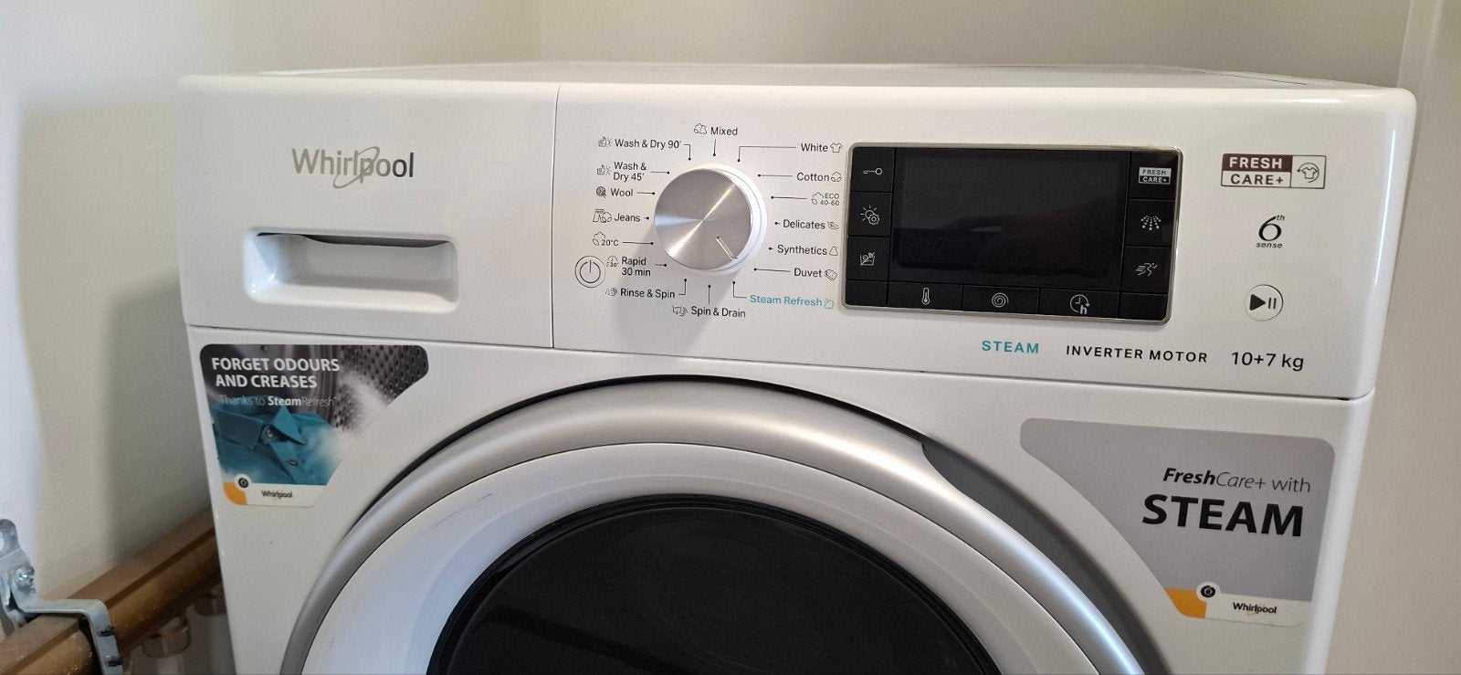 Lave-linge séchant Whirlpool 10+7 kg FreshCare+ Steam, Enlèvement