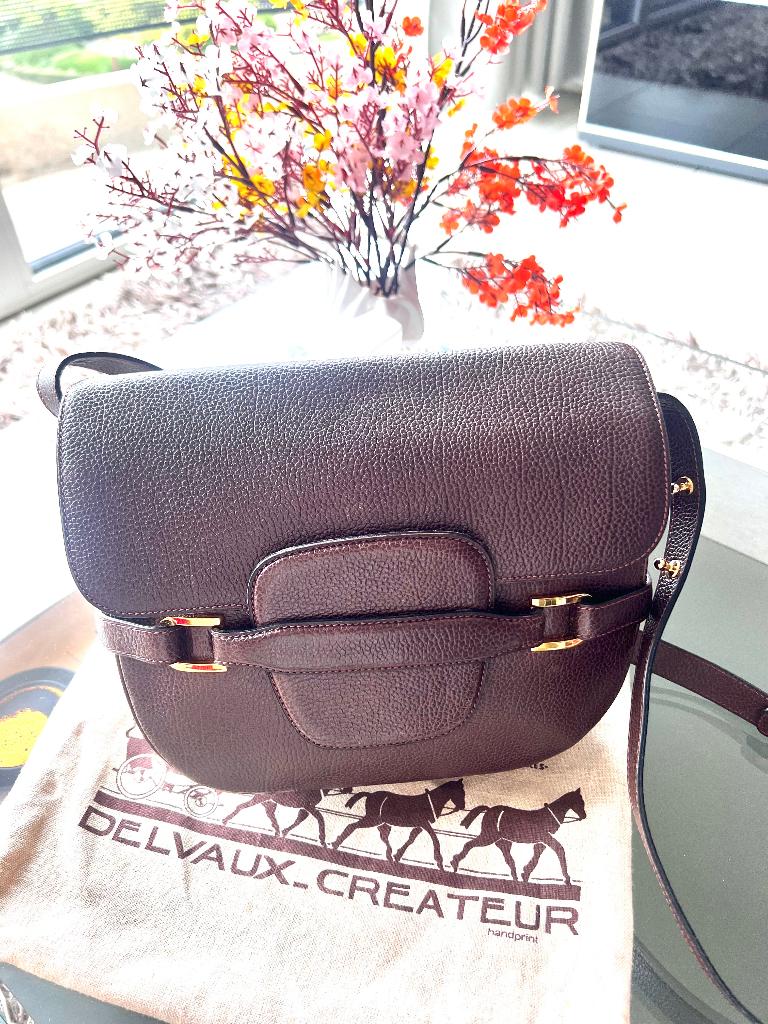 Vintage handtas - Delvaux, Handtassen en Accessoires, Tassen | Damestassen, Ophalen, Gebruikt, Bruin, Handtas