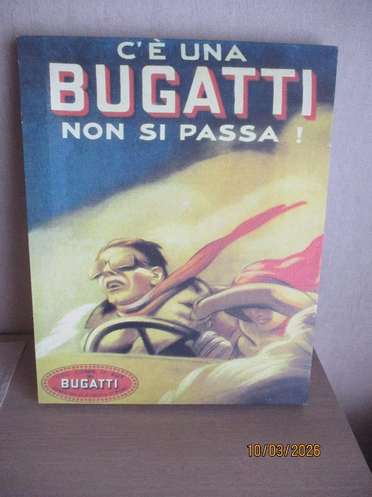 Bugatti reclame op doek, Collections, Enlèvement ou Envoi, Utilisé, Voitures