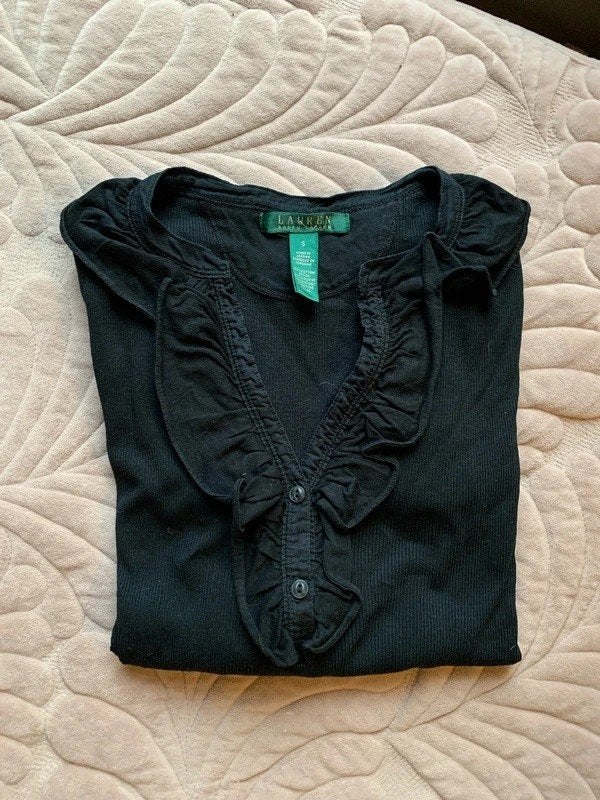 Ralph Lauren zwarte longsleeve/blouse - maat S, Kleding | Dames, Zwart, Ophalen of Verzenden, Zo goed als nieuw, Lange mouw