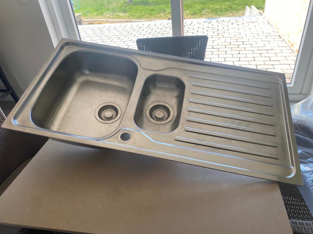 Dubbele wasbak kompleet met kraan keuken, Ophalen, 100 tot 150 cm, 50 tot 100 cm, Zo goed als nieuw