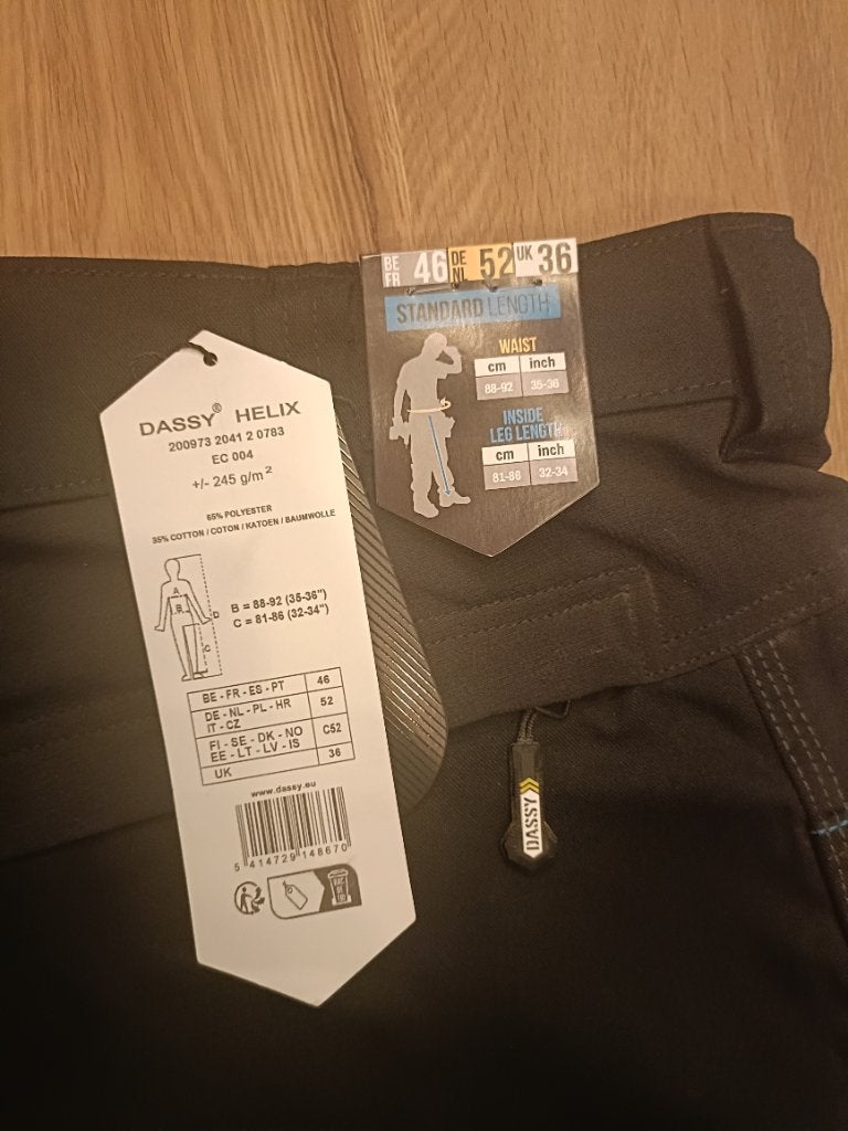 Dassy Helix zwarte werkbroeken, Neuf, Overige, Taille 52/54 (L), Enlèvement