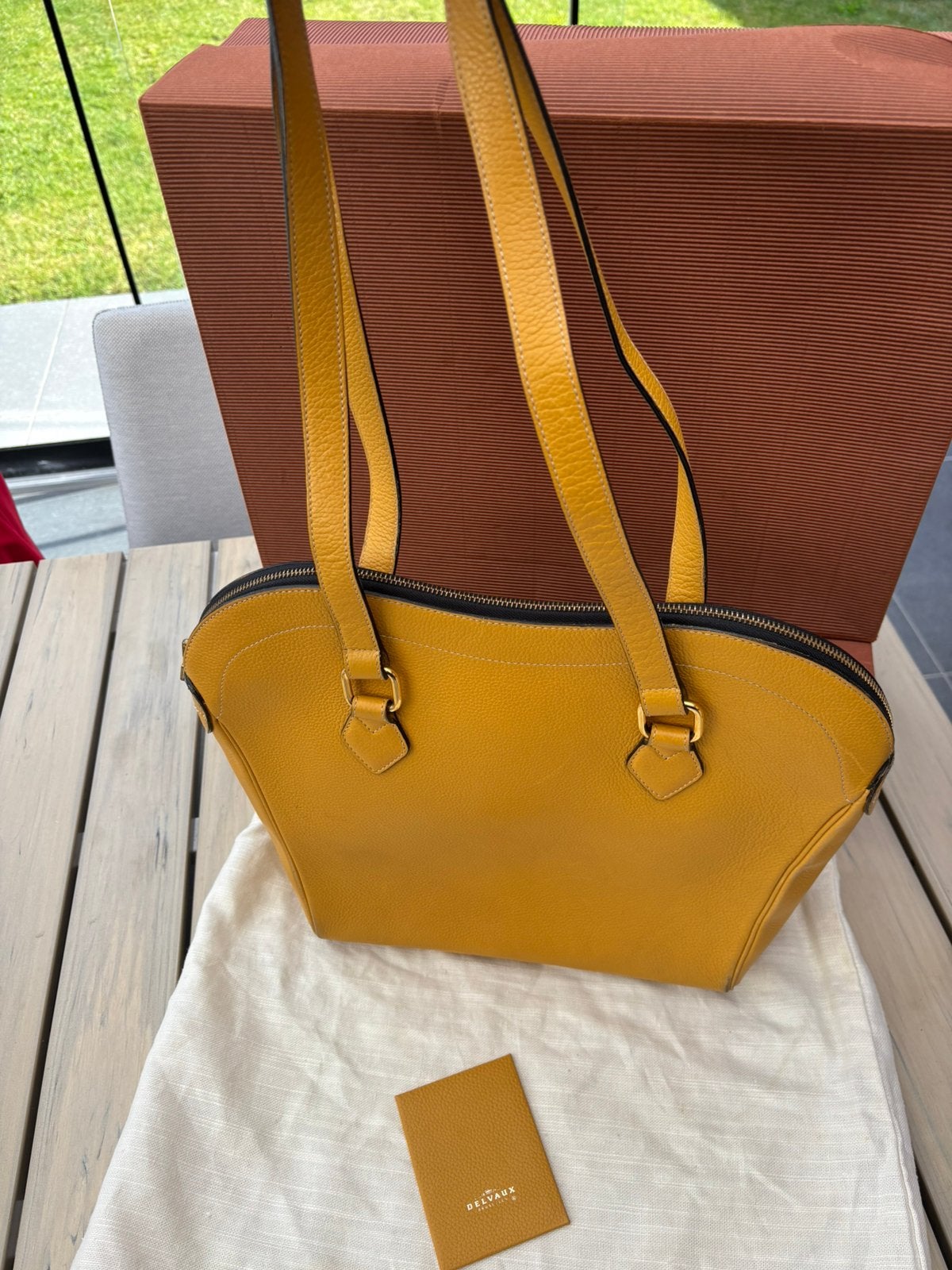 Delvaux handtas gele kleur, Ophalen of Verzenden, Zo goed als nieuw, Handtas