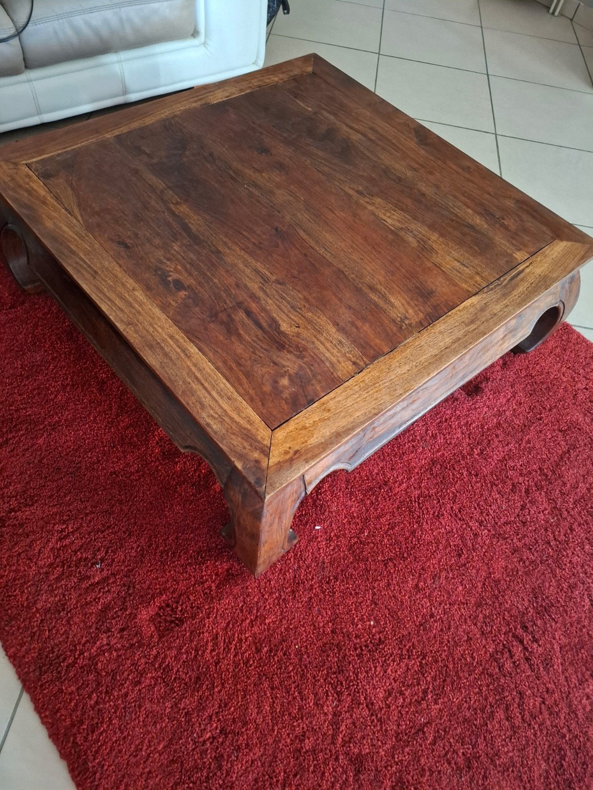 Massief houten salontafel - landelijke stijl, Ophalen, Vierkant