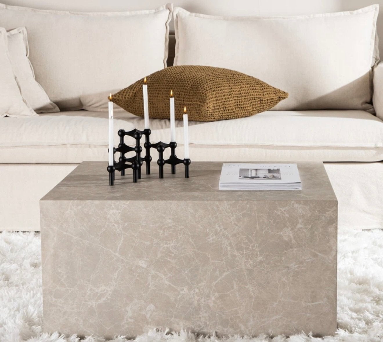 Salontafel set beige marmer, Huis en Inrichting, Ophalen, Zo goed als nieuw