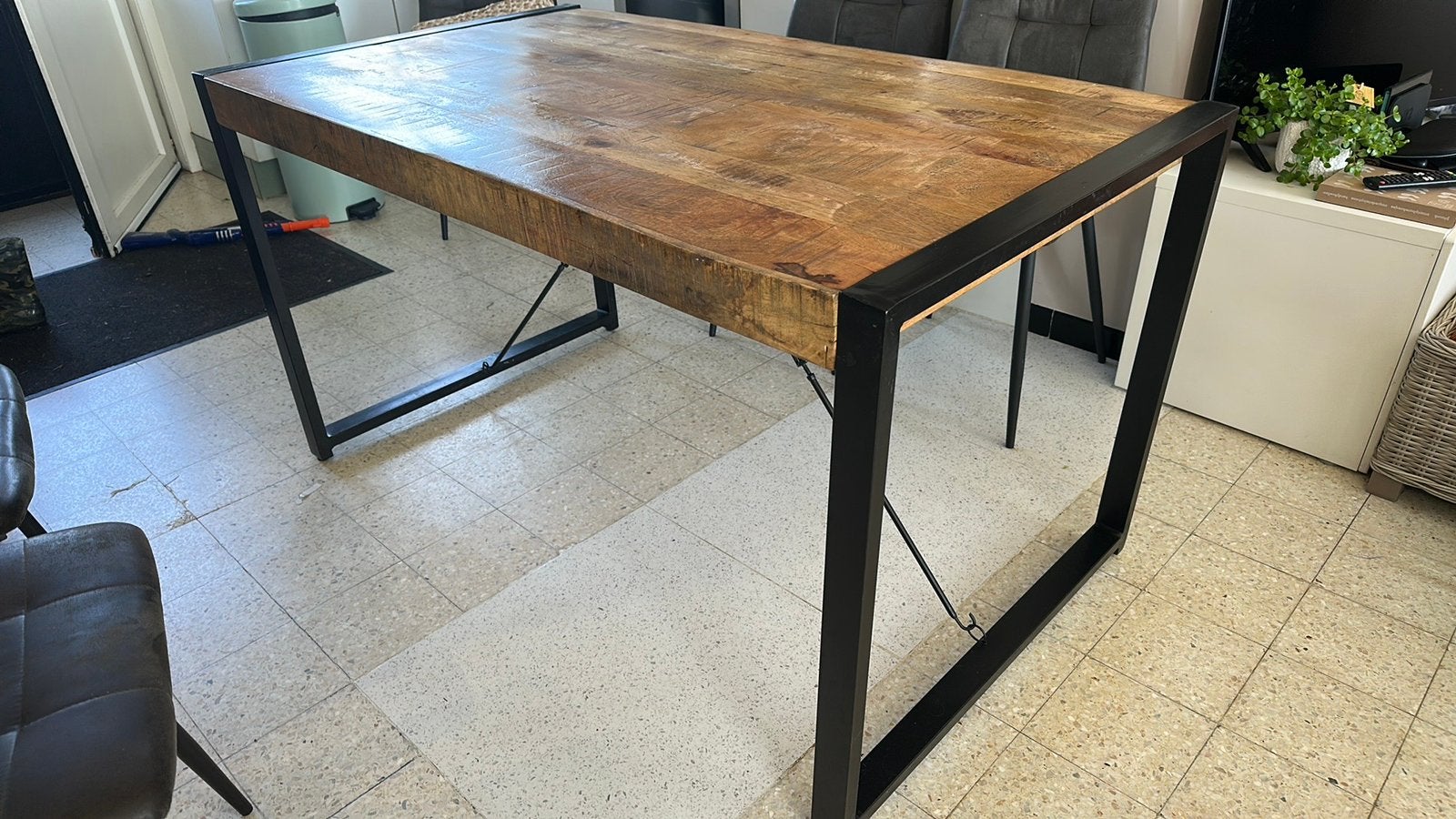 Mangohouten eettafel, Ophalen, Zo goed als nieuw, Rechthoekig