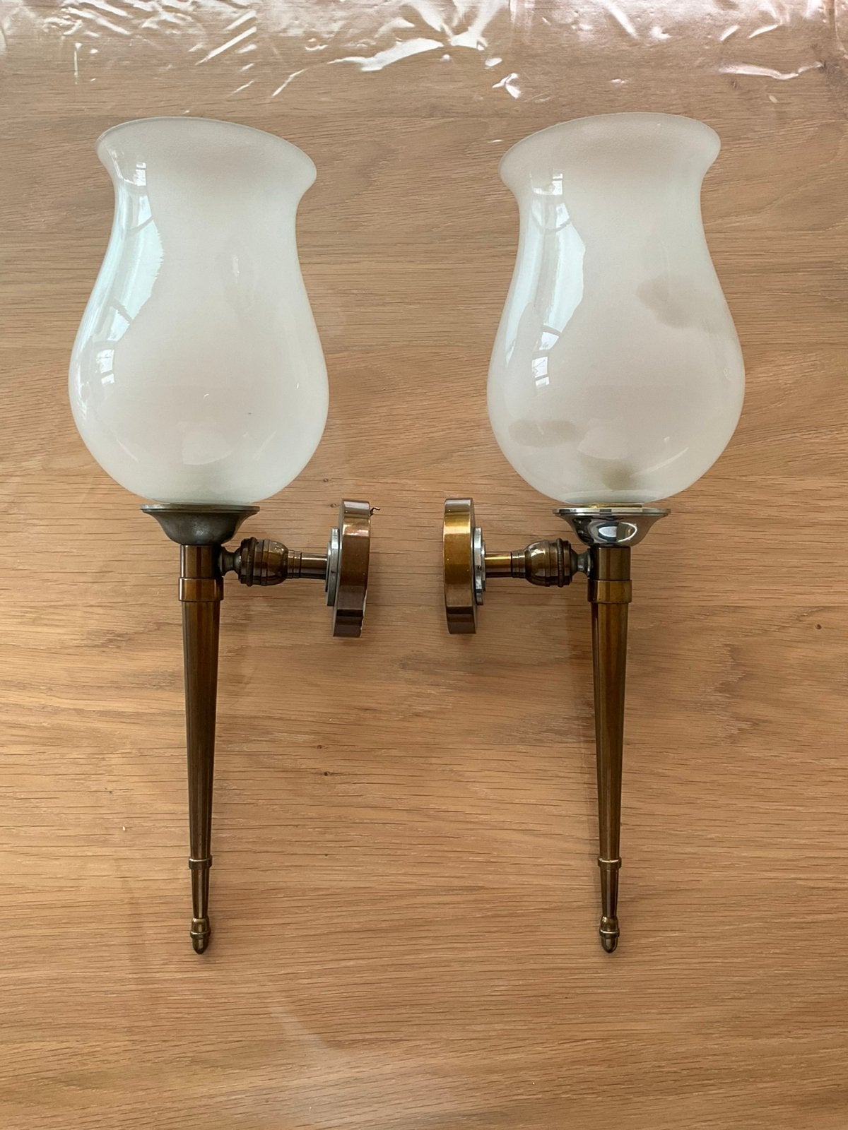 Twee Art deco wandlampen, Ophalen, Gebruikt, Bruin, Overige fittingen
