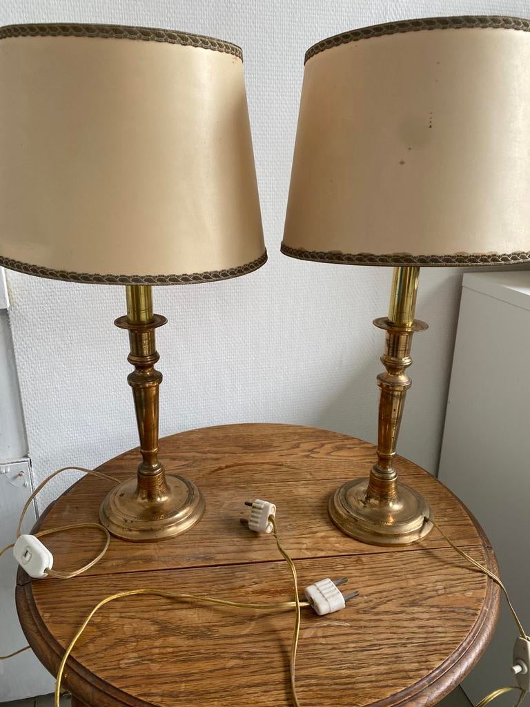 2 tafellampen antiek vintage retro, Enlèvement, Utilisé, Métal