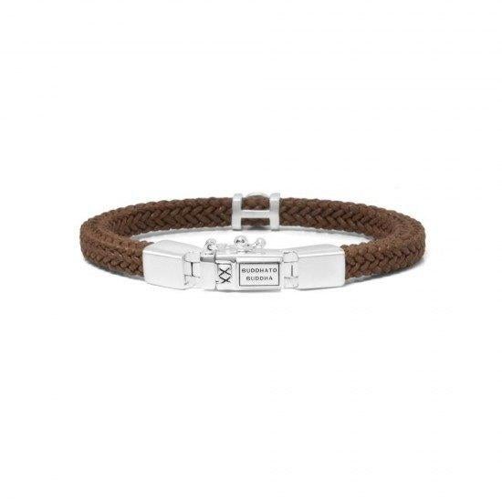 Buddha to Buddha Armband Denise cord brown 19cm, Ophalen of Verzenden, Zo goed als nieuw, Zilver, Zilver