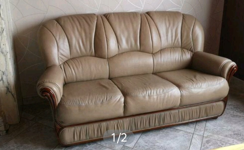 zetel 3-zit plus 2 maal 1-zit zo goed als nieuw, Enlèvement, Comme neuf, Quatre personnes ou plus, Cuir