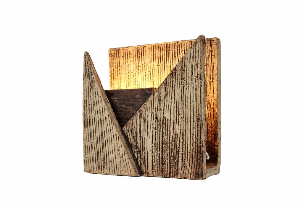 Zeldzame keramiek tafellamp - Brutalist lamp, Ophalen of Verzenden, Gebruikt, Steen/keramiek