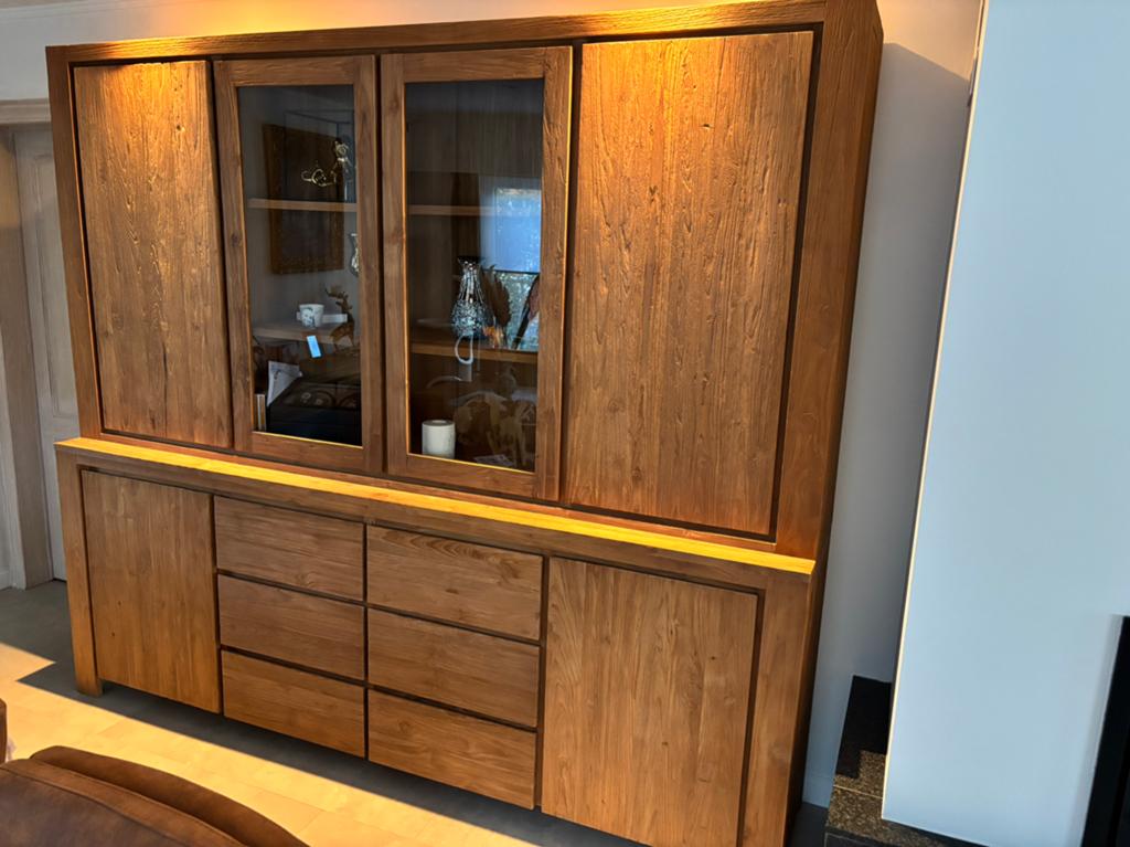 Teak Dressoir met opbouw, Ophalen, 200 cm of meer, Teakhout, Zo goed als nieuw