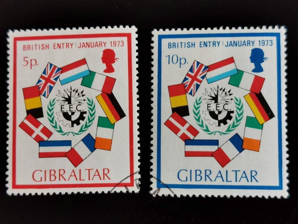 Gibraltar 1973 - Entrée du Royaume-Uni dans l'UE - drapeaux, Enlèvement ou Envoi, Autres pays, Affranchi