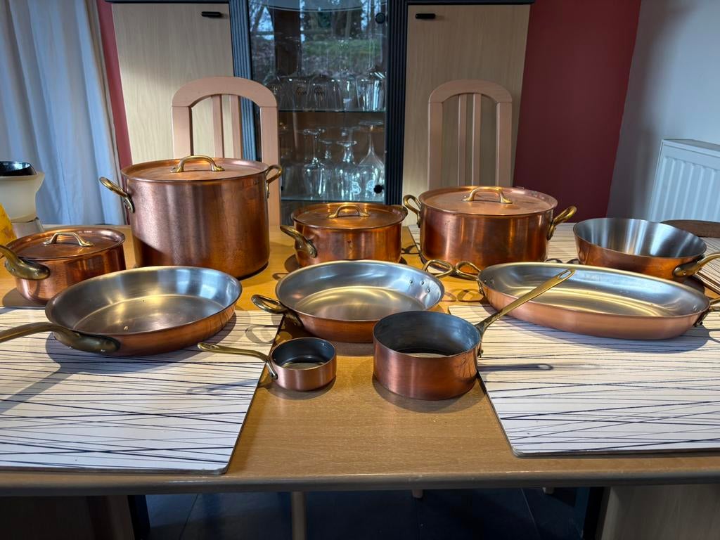 Wegro koperen potten pannenset, Ophalen, Gebruikt