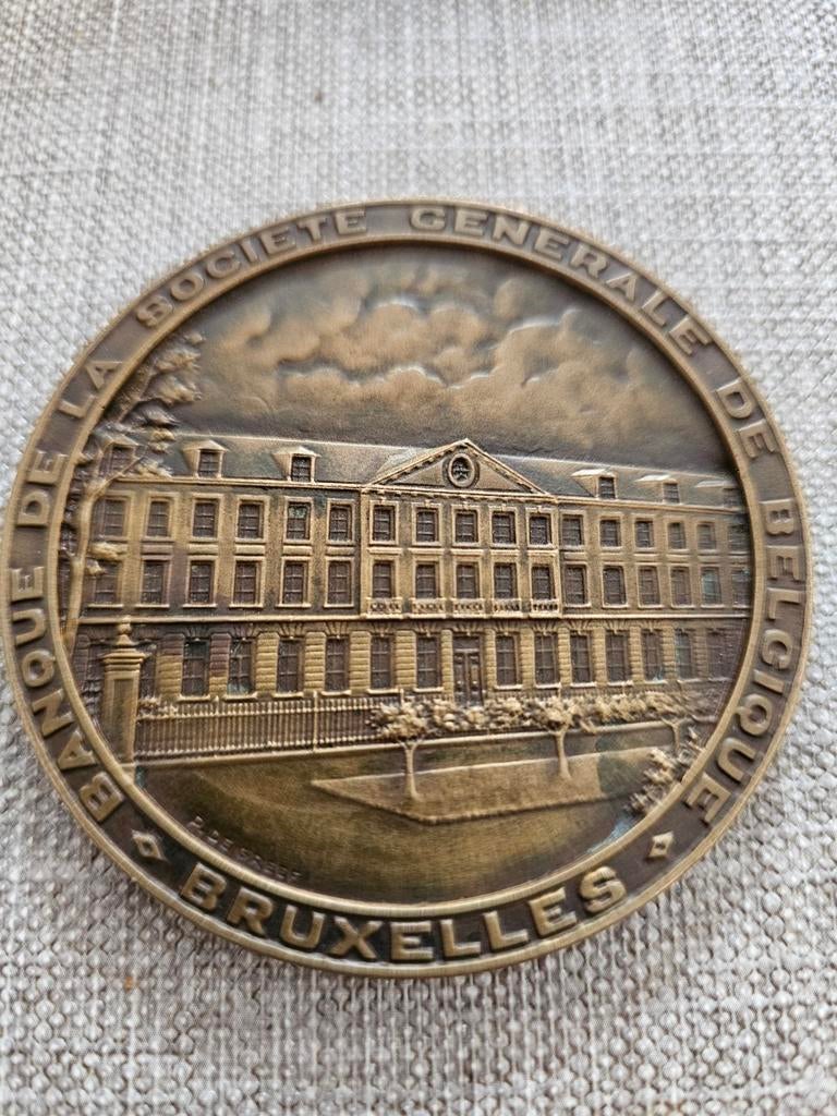 Medaille expo 1958 Banque de la societe general de Belgique, Postzegels en Munten, Ophalen of Verzenden