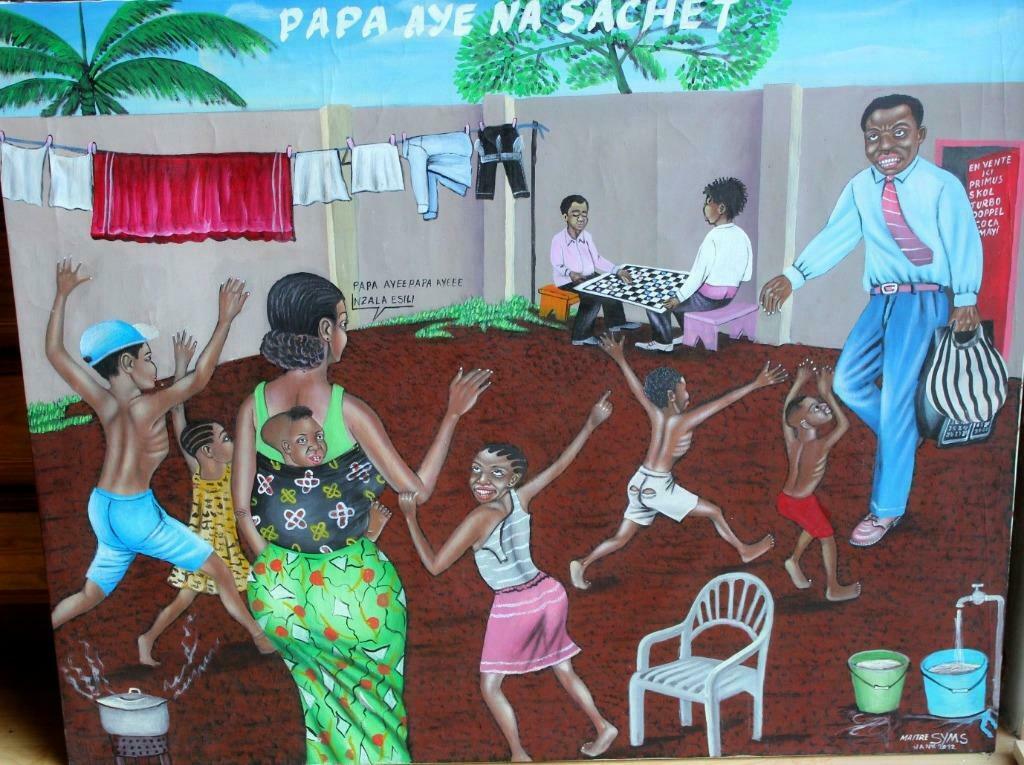 schilderij painting Congo contemporary art, Antiek en Kunst, Kunst | Schilderijen | Modern, Ophalen