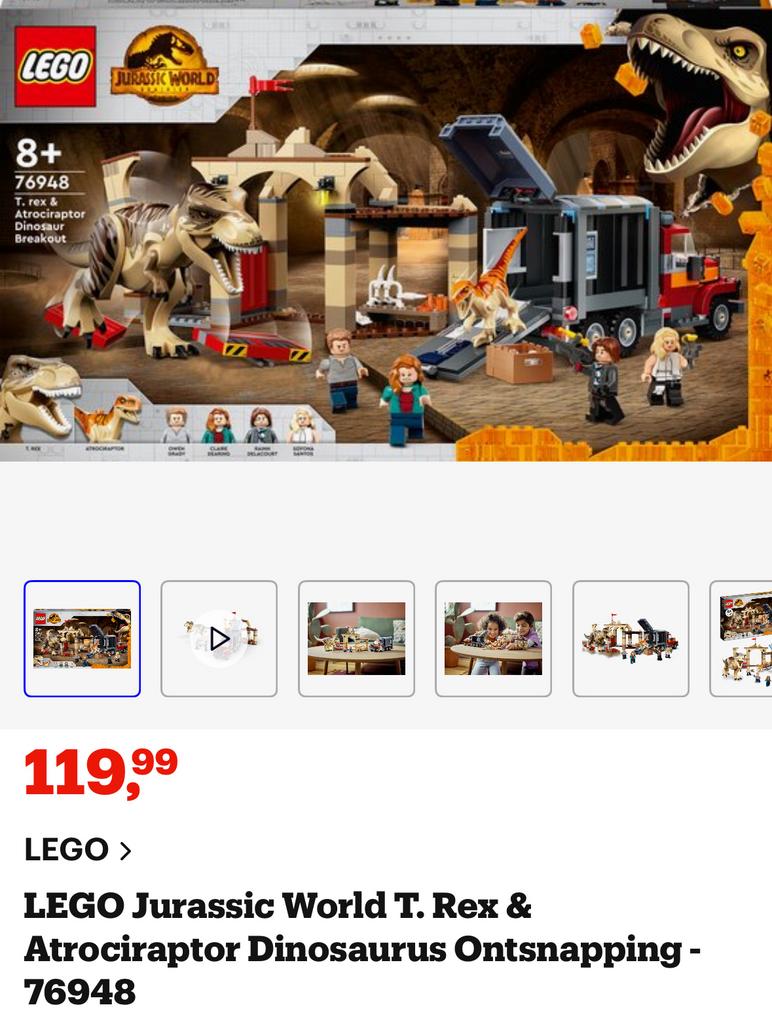 T. Rex & Atrociraptor Dinosaurus Ontsnapping 76948), Enfants & Bébés, Jouets | Duplo & Lego, Comme neuf, Lego, Enlèvement ou Envoi