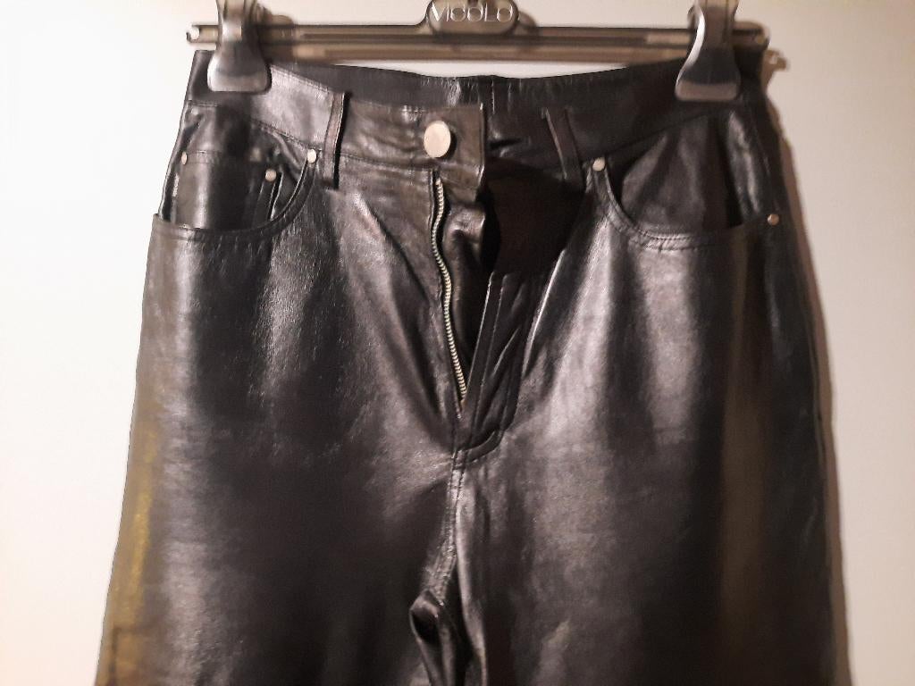 Exté zwarte lederen broek, Taille 38/40 (M), Enlèvement ou Envoi, Longs, Exté