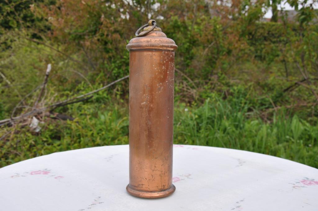 ancienne bouillotte cylindrique en metal cuivré, Antiquités & Art, Enlèvement ou Envoi
