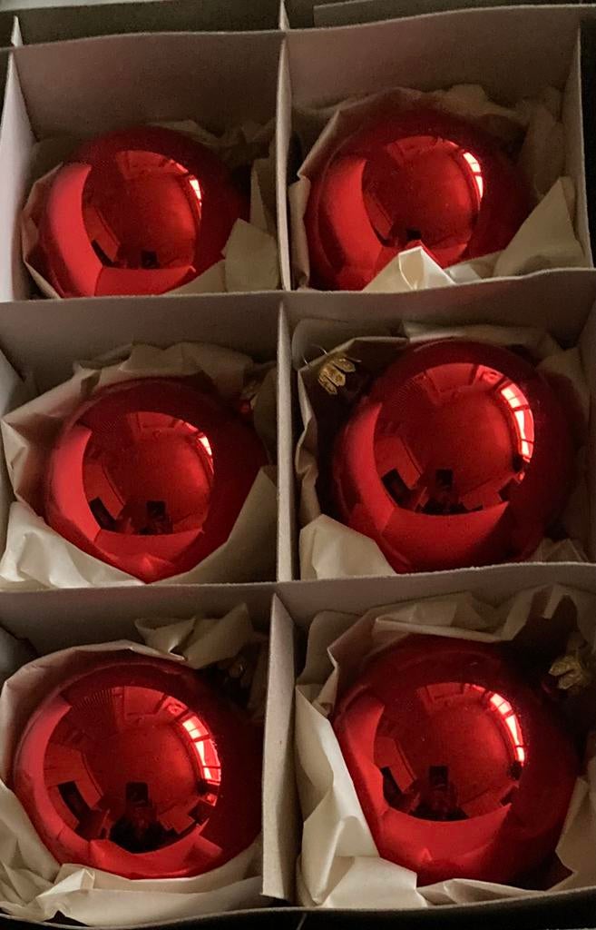 6 Kerstballen NIEUW doorsnee 8 cm rood en roze, Ophalen of Verzenden, Nieuw
