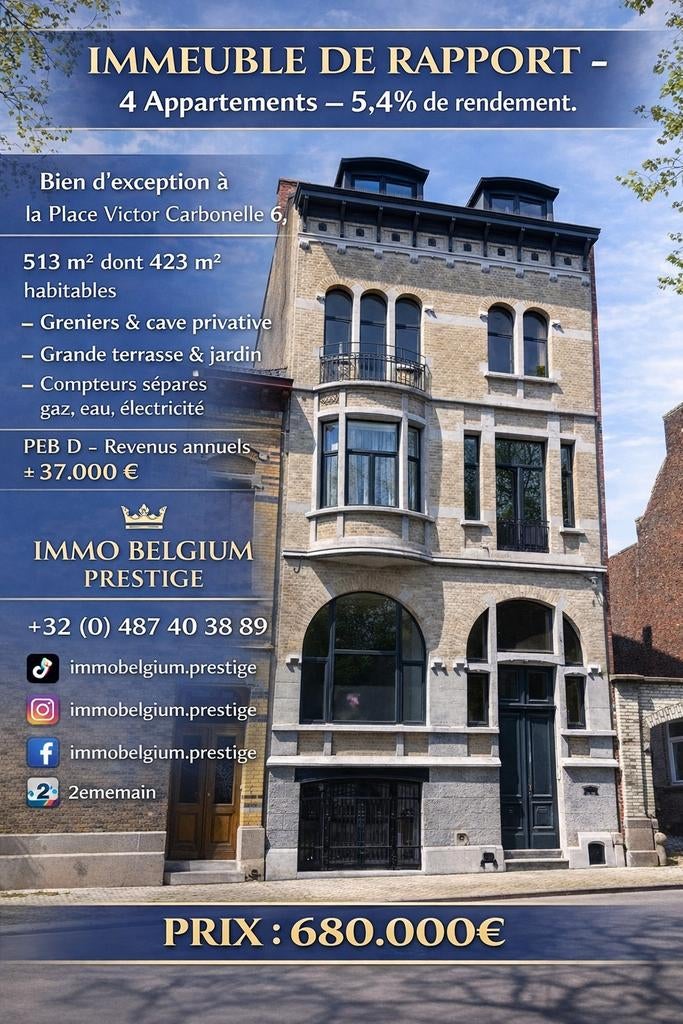 Immeuble à vendre en Belgique, Tournai, 423 m², Tournai, Logement en étage