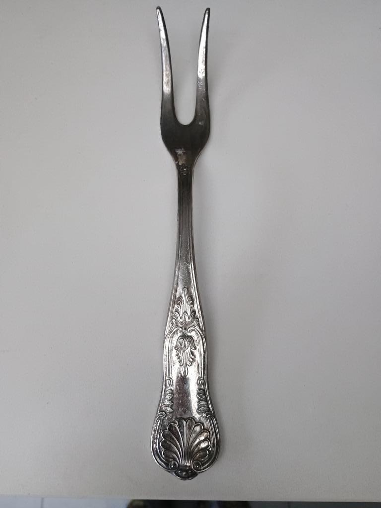 Vintage serveer vork met patroon, Antiek en Kunst, Ophalen