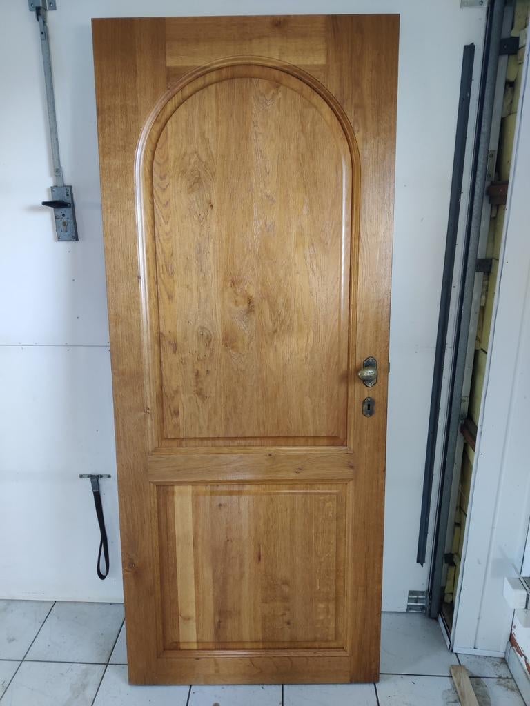 Massief eiken binnendeur incl. bronzen deurbeslag, Porte intérieure, Enlèvement, 80 à 100 cm, Bois