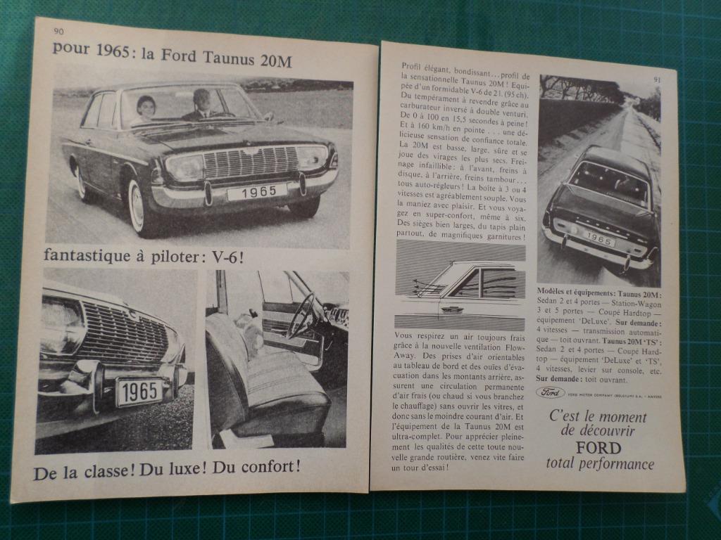 Ford Taunus 20M - publicité papier - 1964, Ophalen of Verzenden, Gebruikt, Overige typen