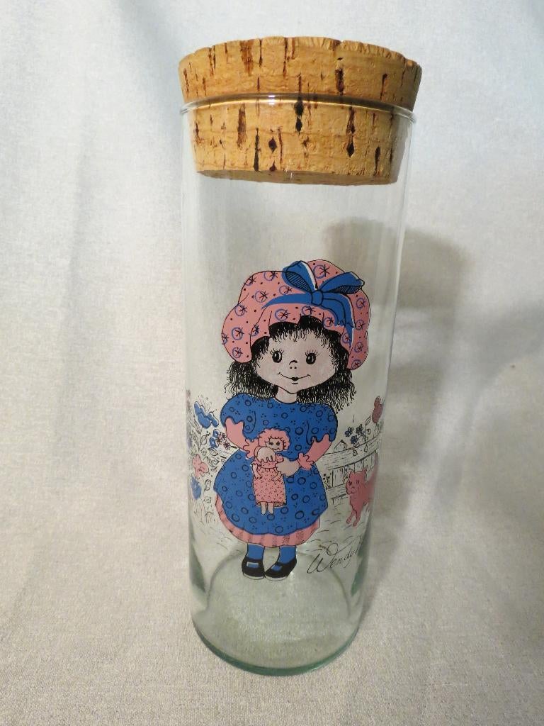 bocal de rangement vintage avec bouchon Wendy Mill, Maison & Meubles, Enlèvement ou Envoi, Comme neuf, Verre, Casserole, Bidon ou Boîte
