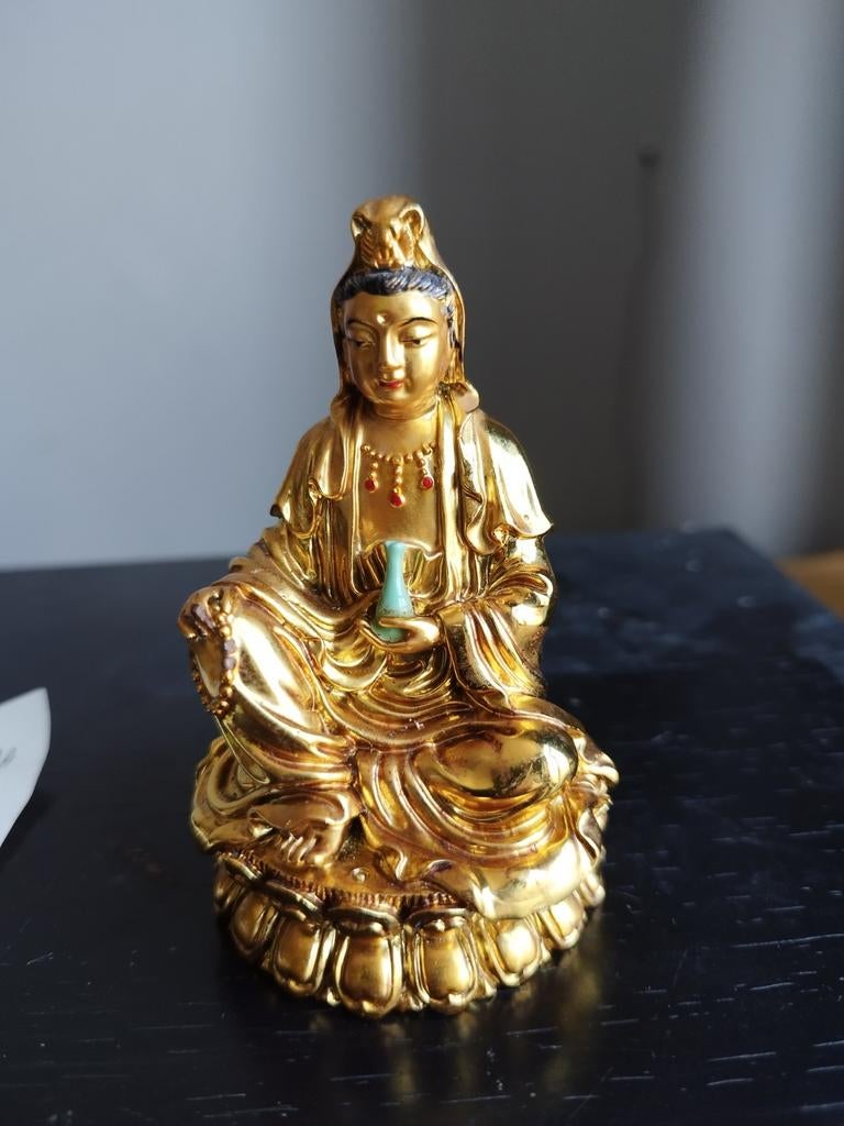 Bouddha doré avec rouleau de prière 9, 5 cm, Enlèvement ou Envoi, Comme neuf