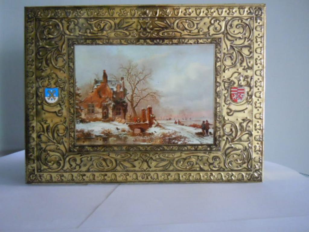 Vintage blikken doos Van Nelle  met winterlandschap, Verzamelen, Ophalen of Verzenden, Zo goed als nieuw, Koek(jes), Van Nelle