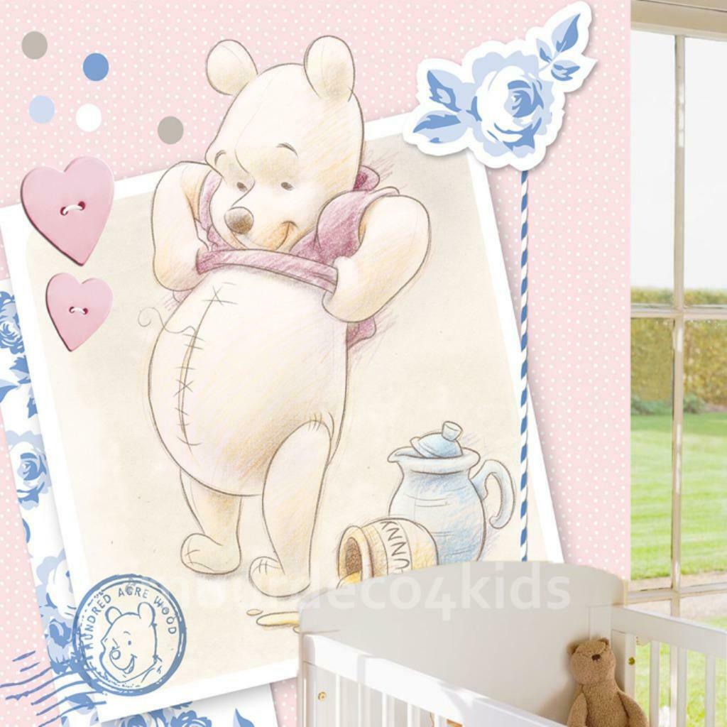 Winnie the Pooh behang poster pastel roze, baby, babykamer *, Ophalen of Verzenden, Nieuw, Wanddecoratie