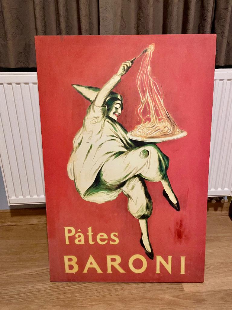 Retro Poster op canvas pates baroni, Ophalen, Zo goed als nieuw, Canvas of Doek