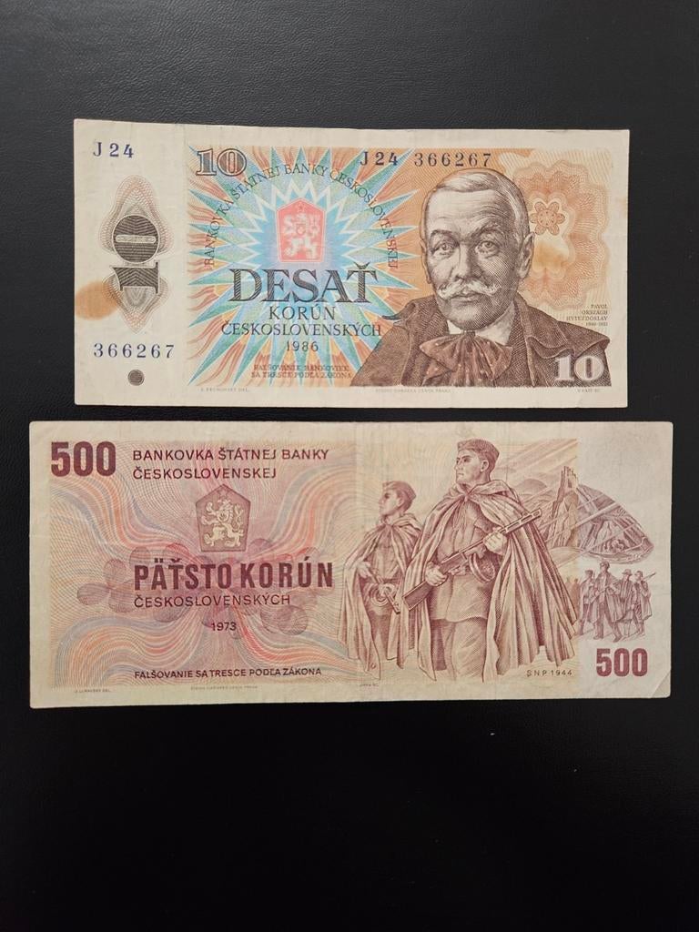 Set de 10 et 500 couronnes pour la République tchèque et la, Enlèvement ou Envoi, Autres pays, Série