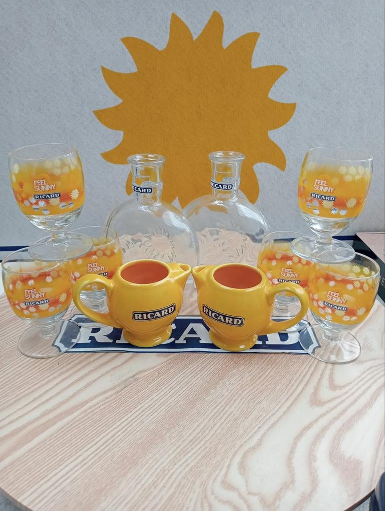 Feel sunny glazen Ricard 6 st en waterkannetjes 15 CL 2 st, Ophalen of Verzenden, Nieuw, Waterglas