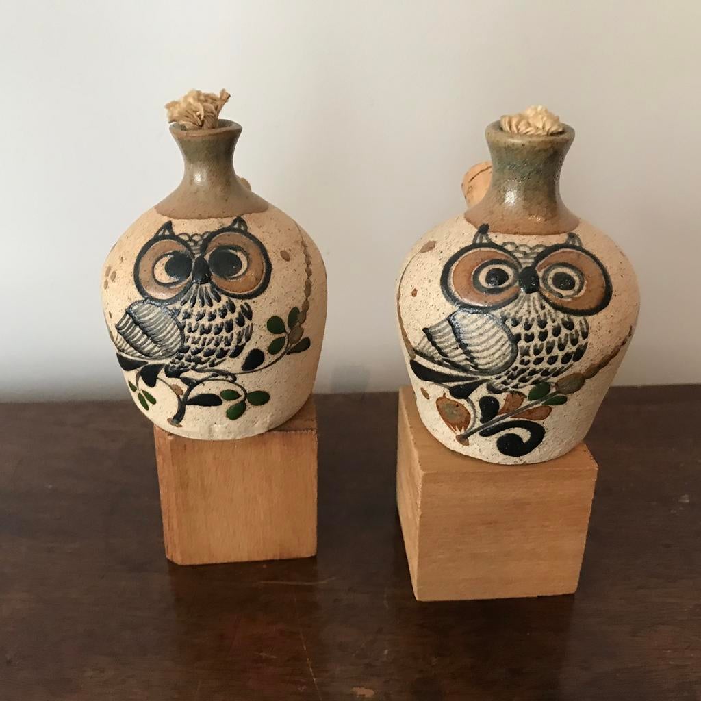Vintage Mexicaanse olielampjes, keramiek, uilendecor, Ophalen of Verzenden