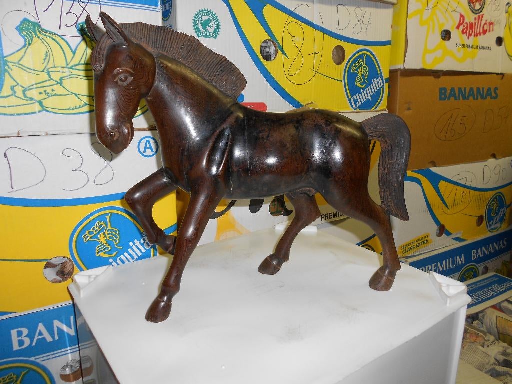 Art Deco Houtsnijwerk .Hardhout.Paard, Ophalen of Verzenden