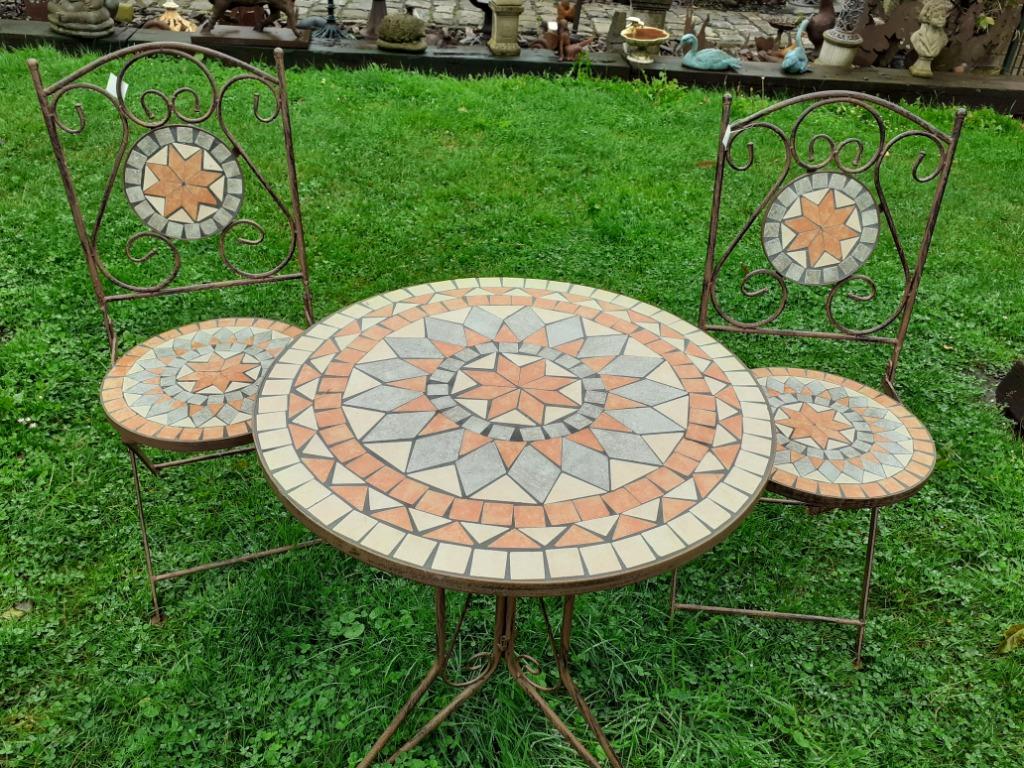Set de jardin en fer forgé et céramique, Neuf, Enlèvement, Autres matériaux, Sets de jardin