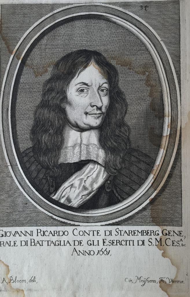 kopergravure - Johann Richard von Starhemberg, Antiek en Kunst, Ophalen of Verzenden