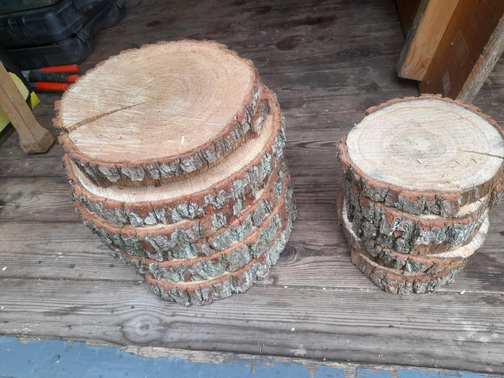 Nieuwe houten schijven als decoratie, Ophalen, Zo goed als nieuw