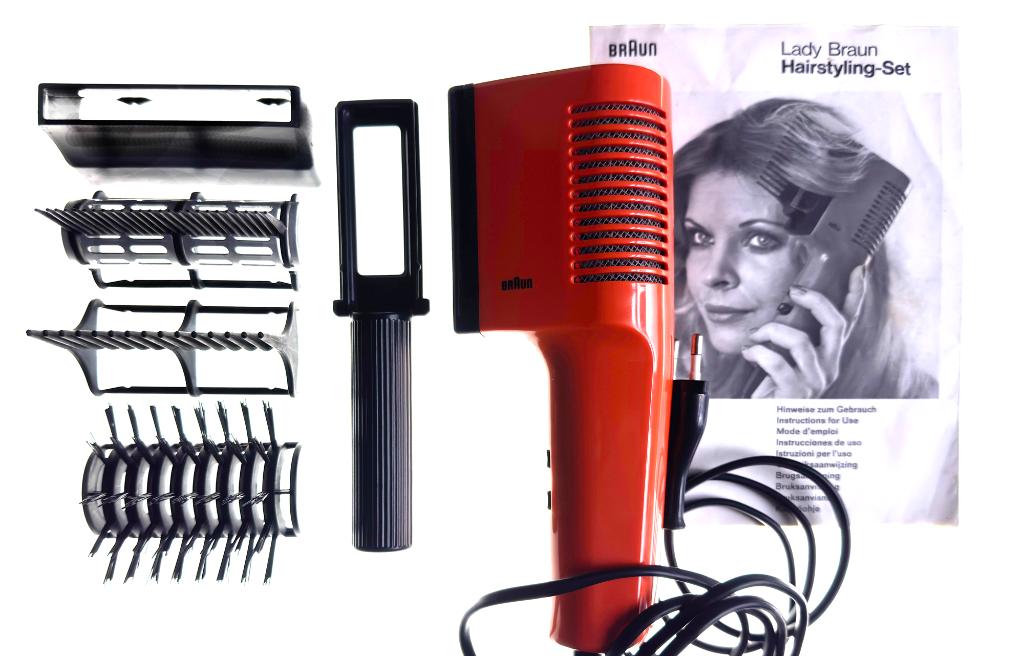 Vintage oranje haardroger Braun n4402, Electroménager, Équipement de Soins personnels, Utilisé, Soin des cheveux, Enlèvement ou Envoi