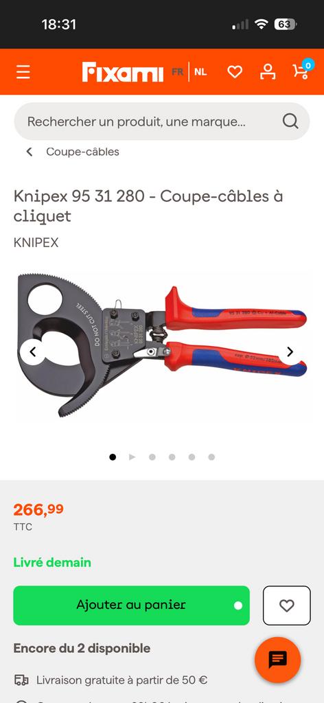 Coupe-cable a cliquet, Bricolage & Construction, Enlèvement, Neuf