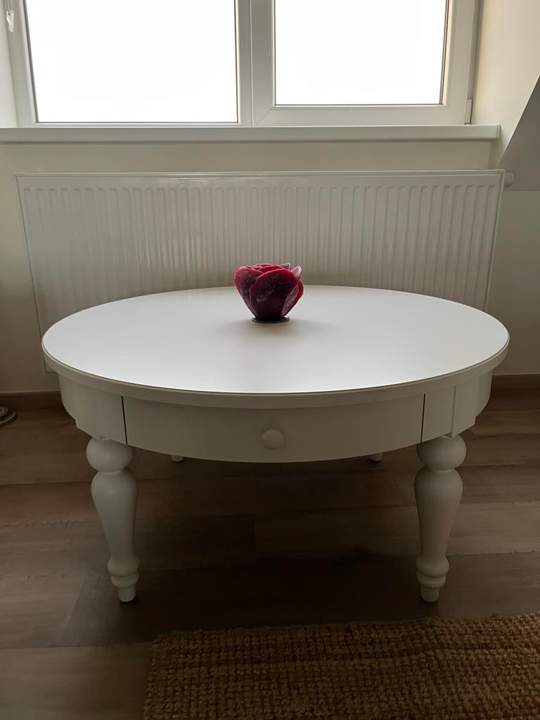 Witte ronde salontafel, Enlèvement, Comme neuf, Rond, Pin