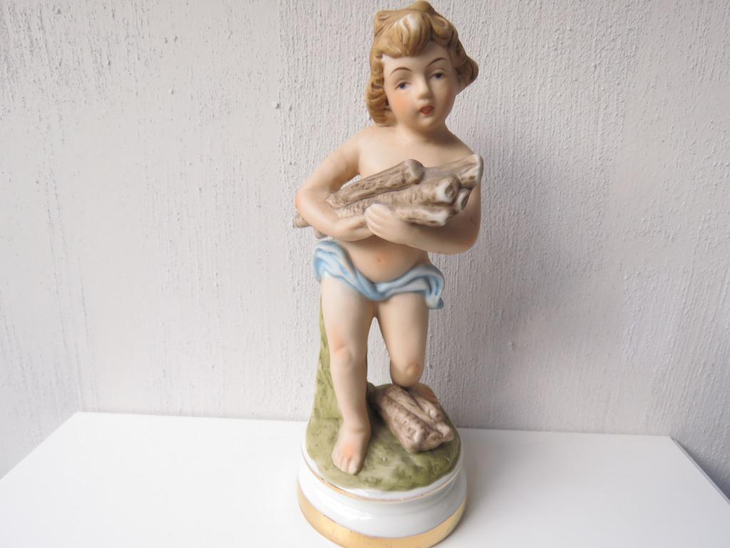 Vintage biscuit porselein cherubijn jaren 50, Antiek en Kunst, Ophalen of Verzenden