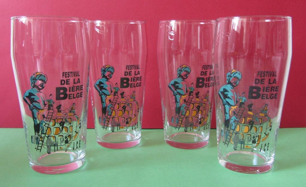 Festival De La Bière - J.C.E. Lot de 5 verres, Collections, Enlèvement ou Envoi, Utilisé, Verre à bière