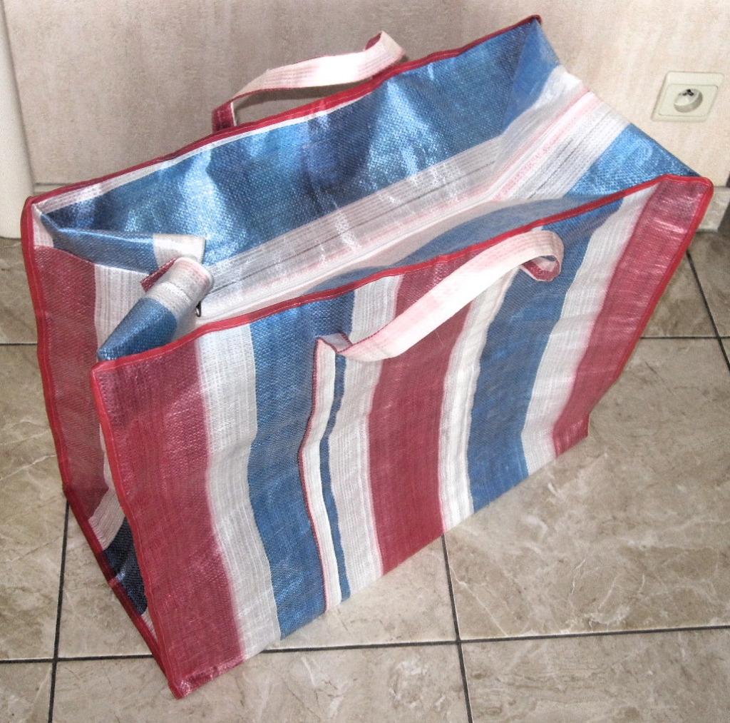 Nieuwe heel grote nylon tas - gestreept model - met rits, Enlèvement, Neuf, Shopper
