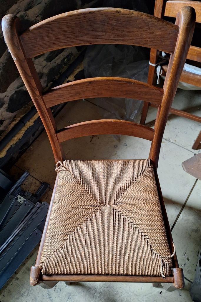 4 chaises bois/corde, Antiquités & Art, Enlèvement